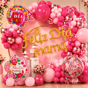 SET DE GLOBOS ARCO XL FELIZ DIA MAMA FLOR (GY 7434) 58 UNIDADES (XY05775)